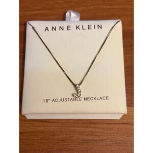 Anne Klein Gold Tone J Initial Necklace 16” Rhinestone Pendant
